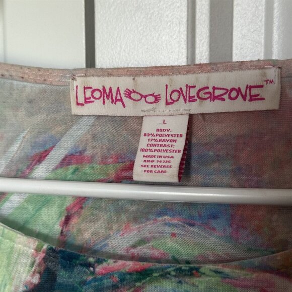 Leona Lovegrove Top Womens Large Beachy Art To Wear Pineapple Pink Blue Flowy - Picture 3 of 9